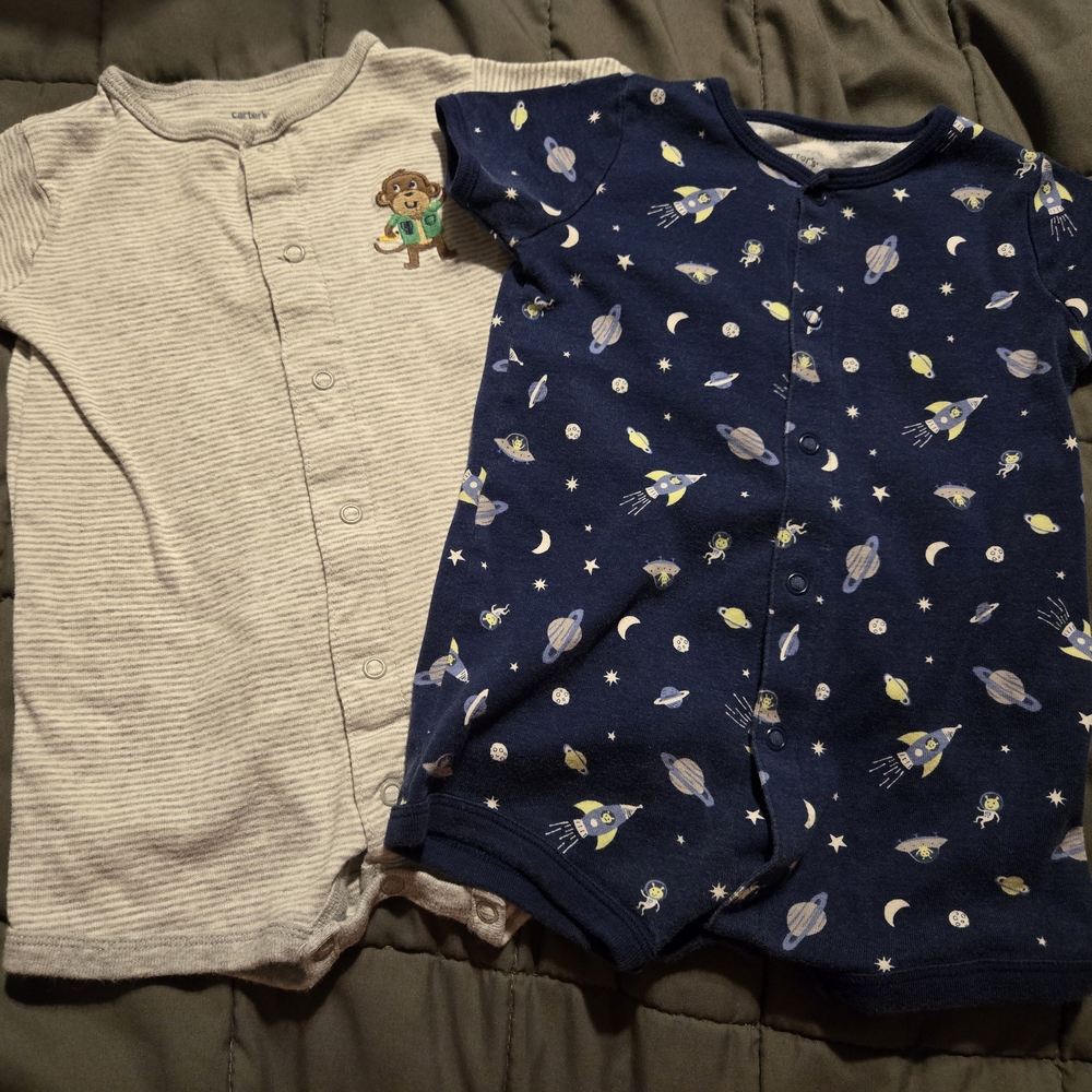 Carter's Baby Romper Set in Blue and Gray